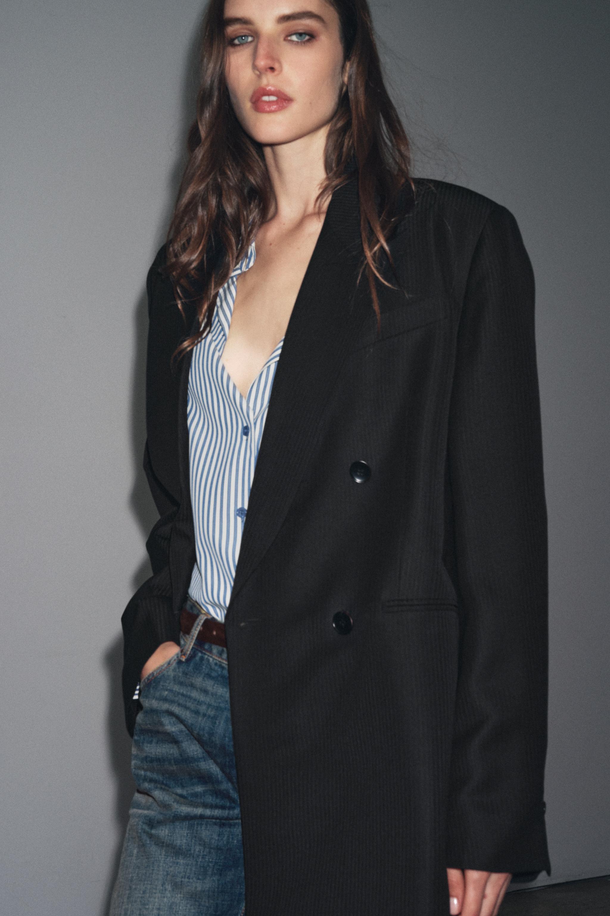 ZW COLLECTION LIMITED EDITION STRIPED WOOL BLEND BLAZER